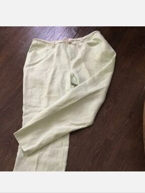 SO Blue Sigrid Olsen Light Spearmint Linen PINK Summer Cruise Beach Pants 10P